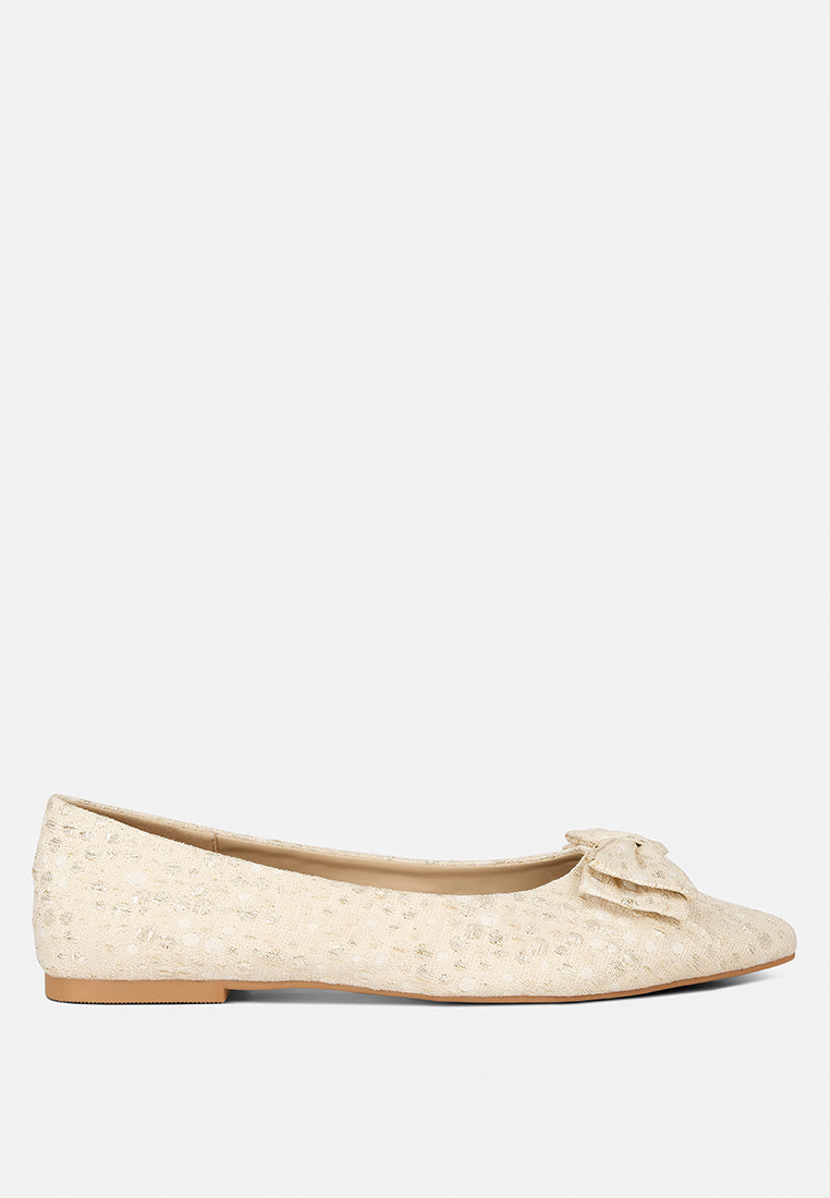 Cicely Jacquard Bow Embellished Ballet Flats