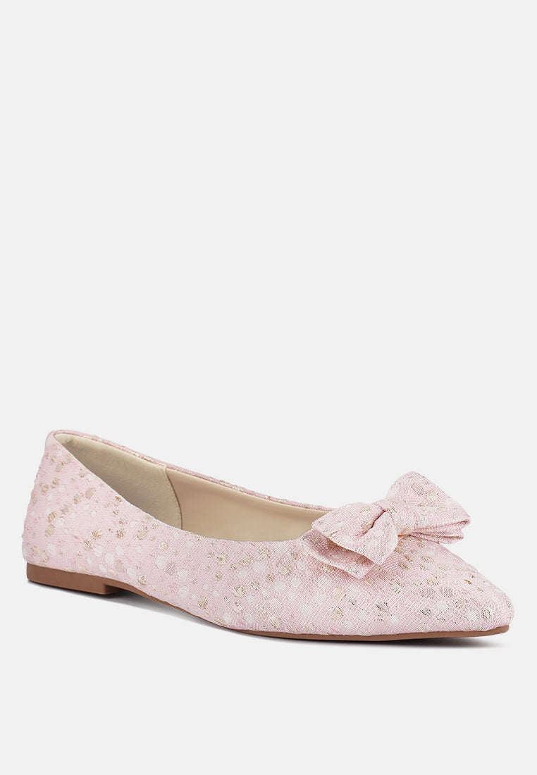 Cicely Jacquard Bow Embellished Ballet Flats