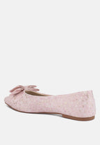 Cicely Jacquard Bow Embellished Ballet Flats