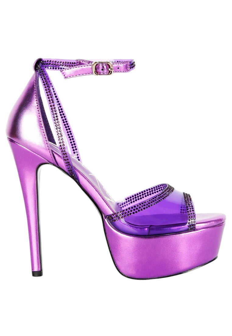 Cinderella Rhinestones Embellished Stiletto Platform Sandals