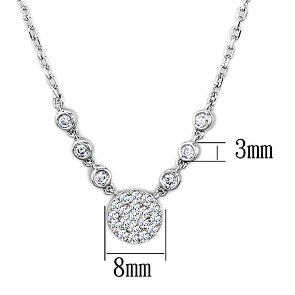 VacationGrabs circle pendant rhodium necklace with sparkling stones and delicate chain