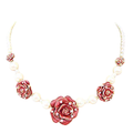 LO361 - Gold Brass Necklace with Synthetic Pearl in Citrine