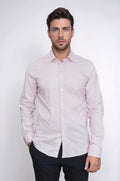 Claret Red Tiny Check Patterned Slim Fit Men Shirt – front view