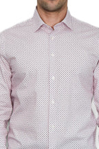 Claret Red Tiny Check Patterned Slim Fit Men Shirt – detail view