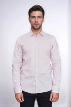 Claret Red Tiny Check Patterned Slim Fit Men Shirt – side view