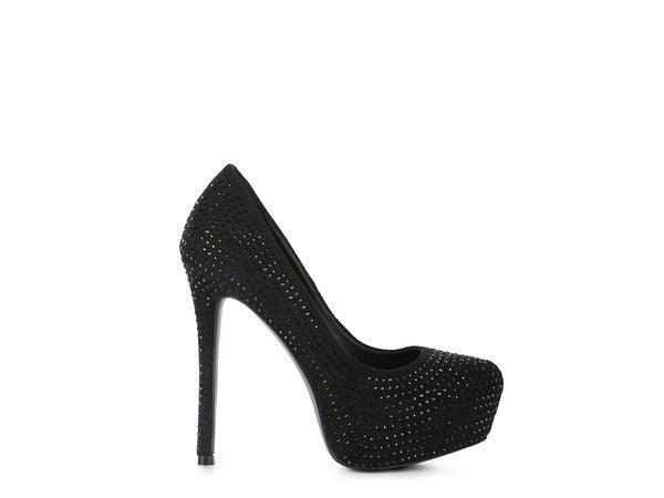 Women's Shoes - Heels Clarisse Diamante Faux Suede High Heeled Pumps