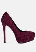 Clarisse Diamante Faux Suede High Heeled Pumps