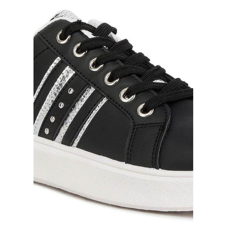 Claude Faux Leather Back Panel Detail Sneakers - VacationGrabs