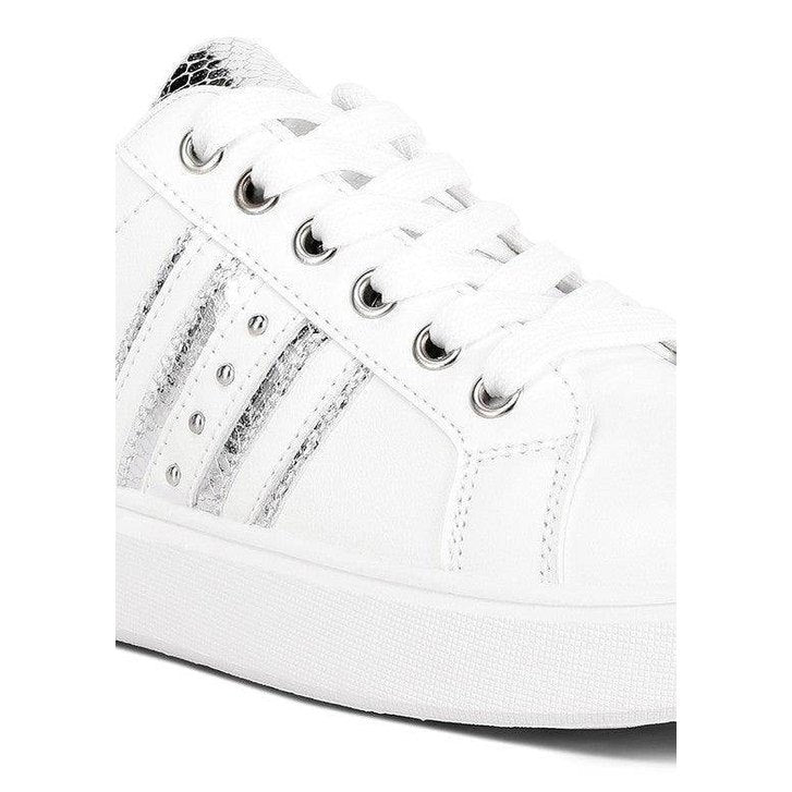 Claude Faux Leather Back Panel Detail Sneakers - VacationGrabs