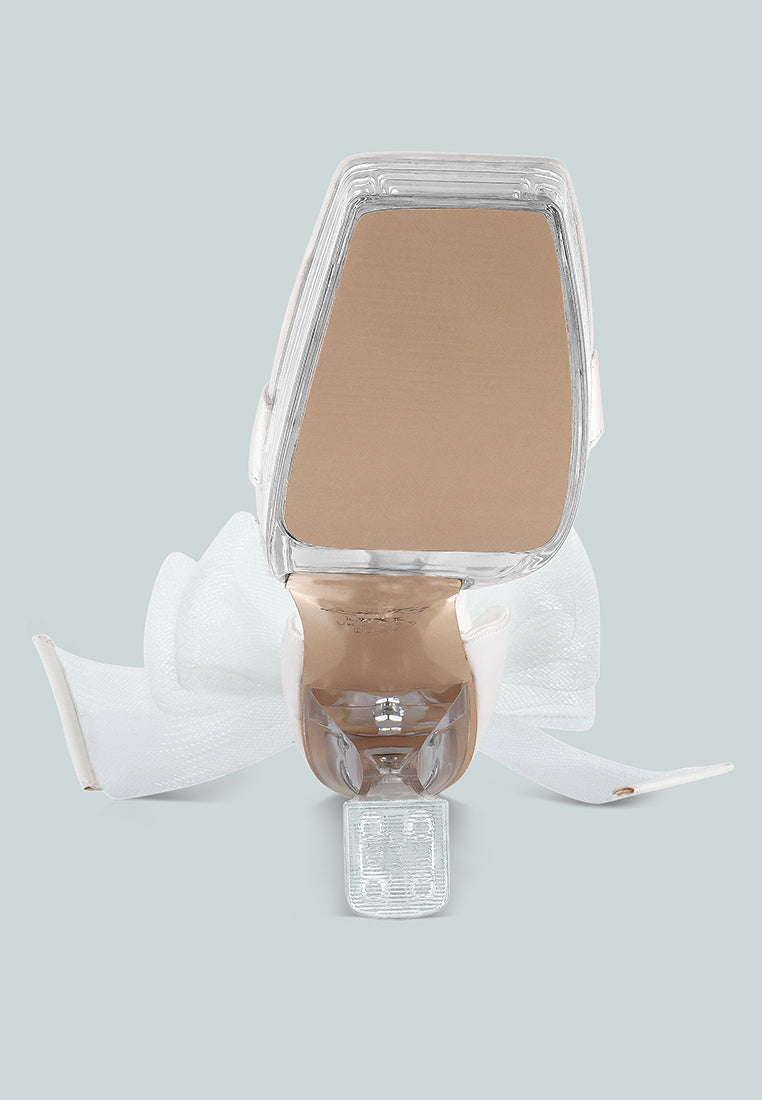 London Rag clear high heeled sandals with stylish bow detail and sleek transparent design