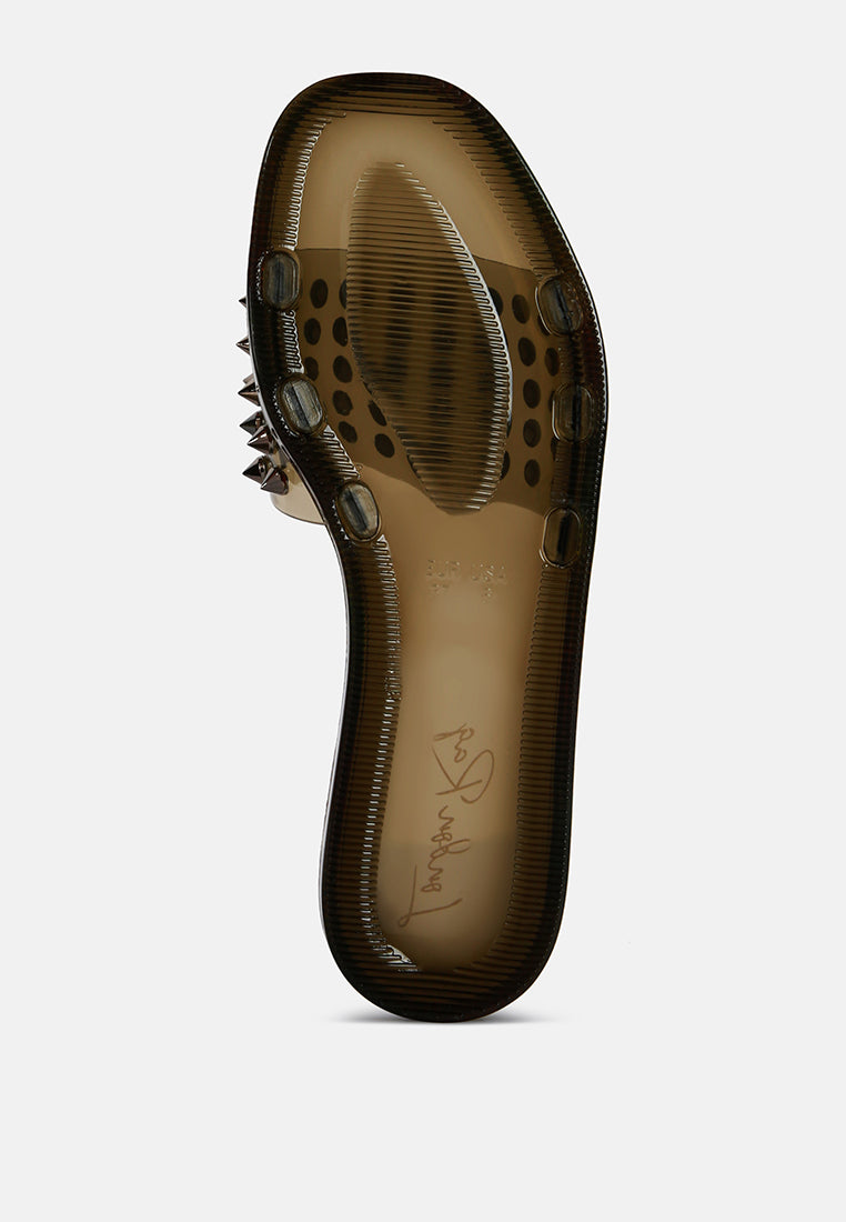 Clear jelly studded flats by London Rag International with a textured sole for comfort and style