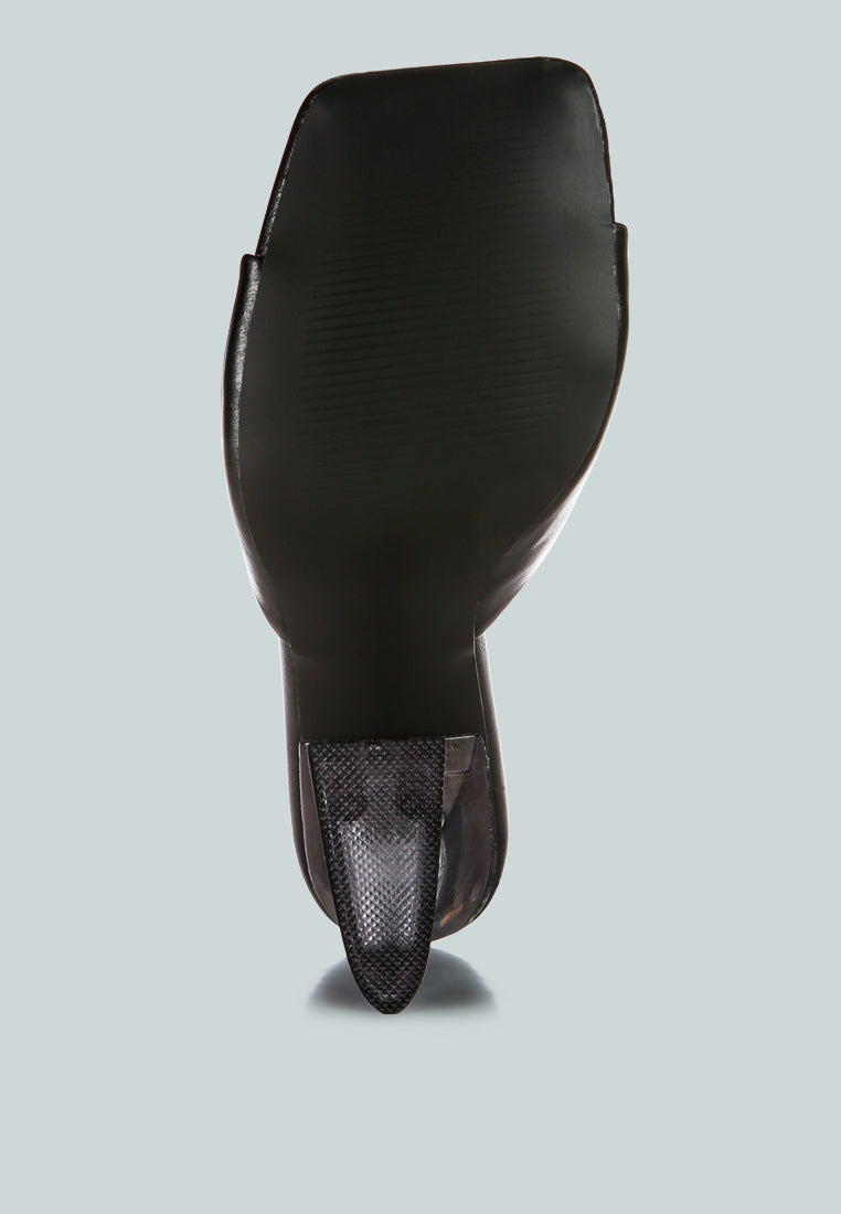 Bottom view of London Rag clear spool heel sandals featuring a sleek and stylish design