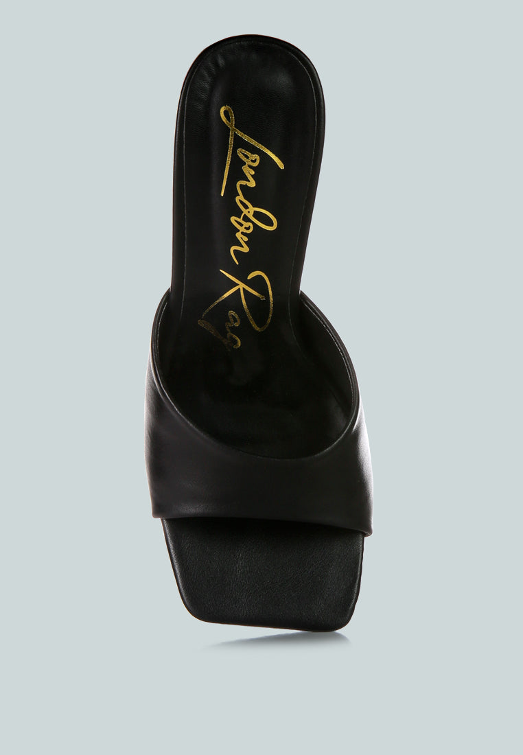 London Rag clear spool heel sandals in black with a sleek design and comfortable footbed