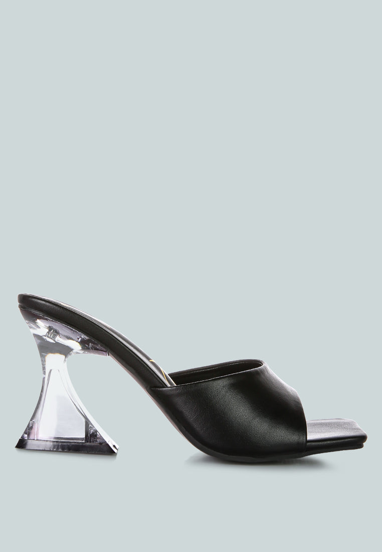 London Rag International clear spool heel sandals in black with an elegant design for stylish women