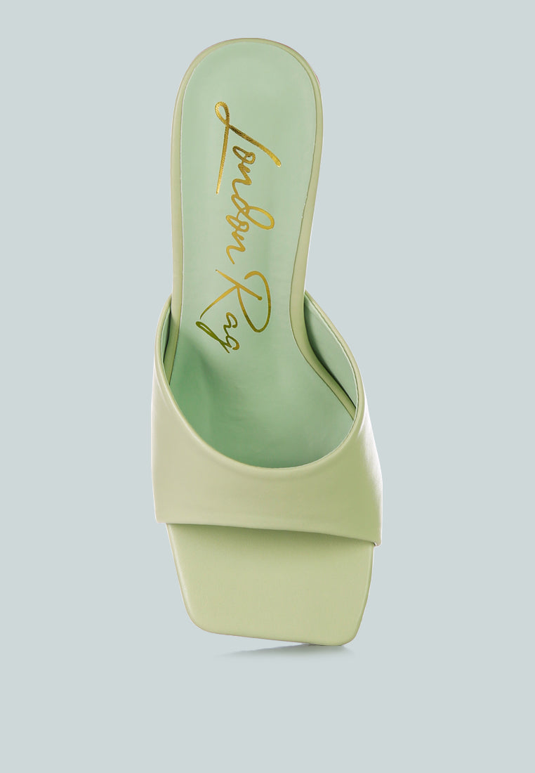 London Rag clear spool heel sandals in soft green for stylish summer looks