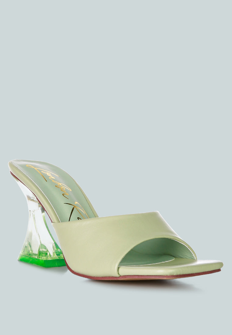 London Rag clear spool heel sandals in light green with a stylish open toe design