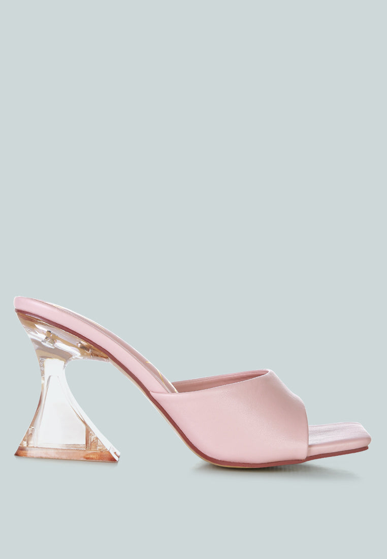 London Rag International clear spool heel sandals in soft pink with stylish design and comfortable fit