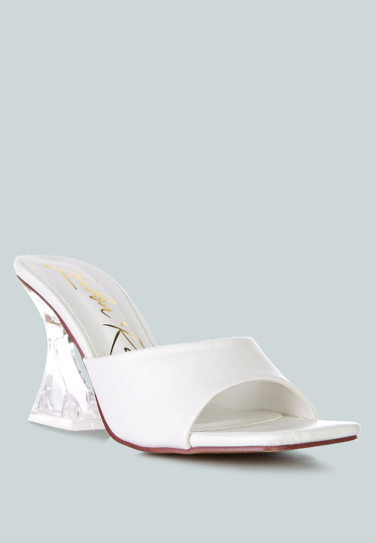 Stylish white clear spool heel sandals by London Rag International for a chic look