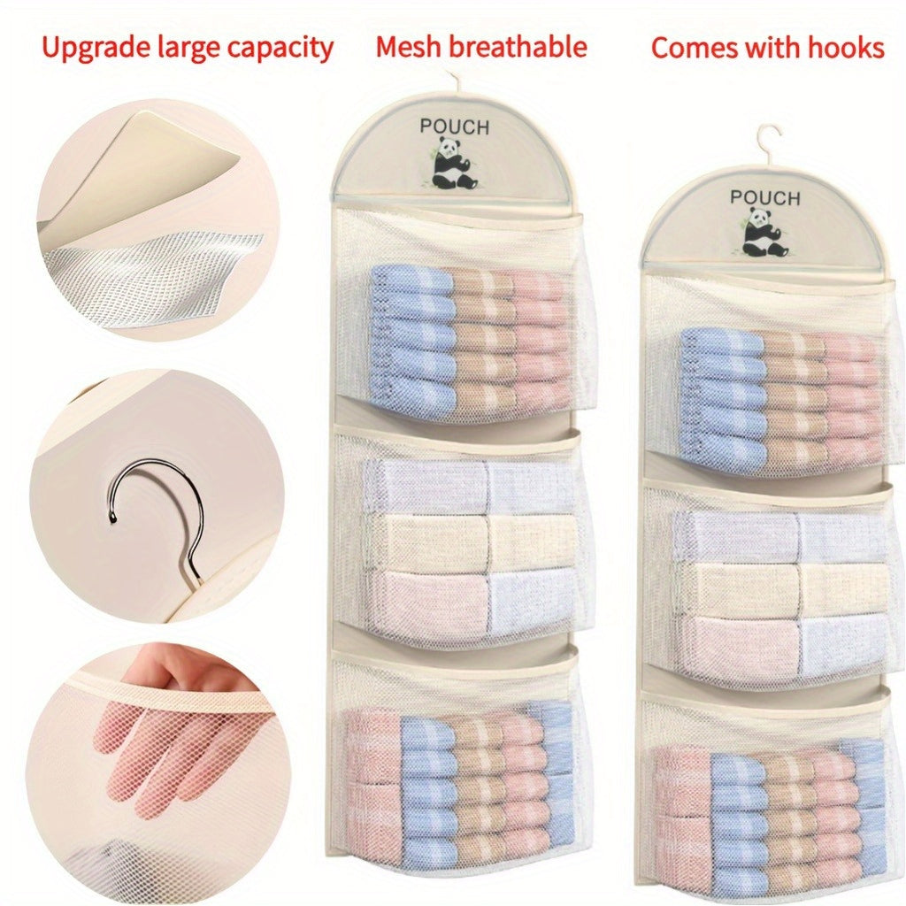 Closet hanging organizer in breathable mesh with large capacity for efficient storage