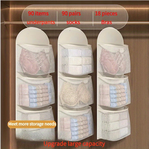 Closet hanging organizer with large capacity for undergarments and socks