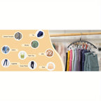 Multi-colored closet organizer with clips for hanging pants and clothing