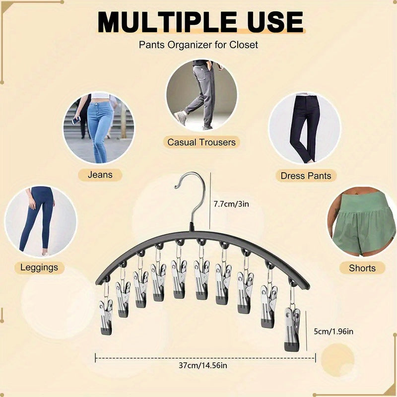 Black pants organizer for closet, holds multiple styles securely