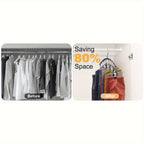 Closet organizer saving 80% space with hanging bars for neat storage