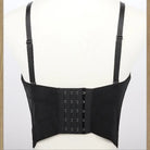 Black hook and eye back sexy club camisole top with adjustable straps and supportive corset style