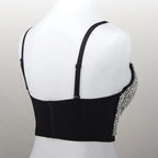 VacationGrabs sexy club camisole top black back view adjustable straps hook closure rhinestone side embellishment