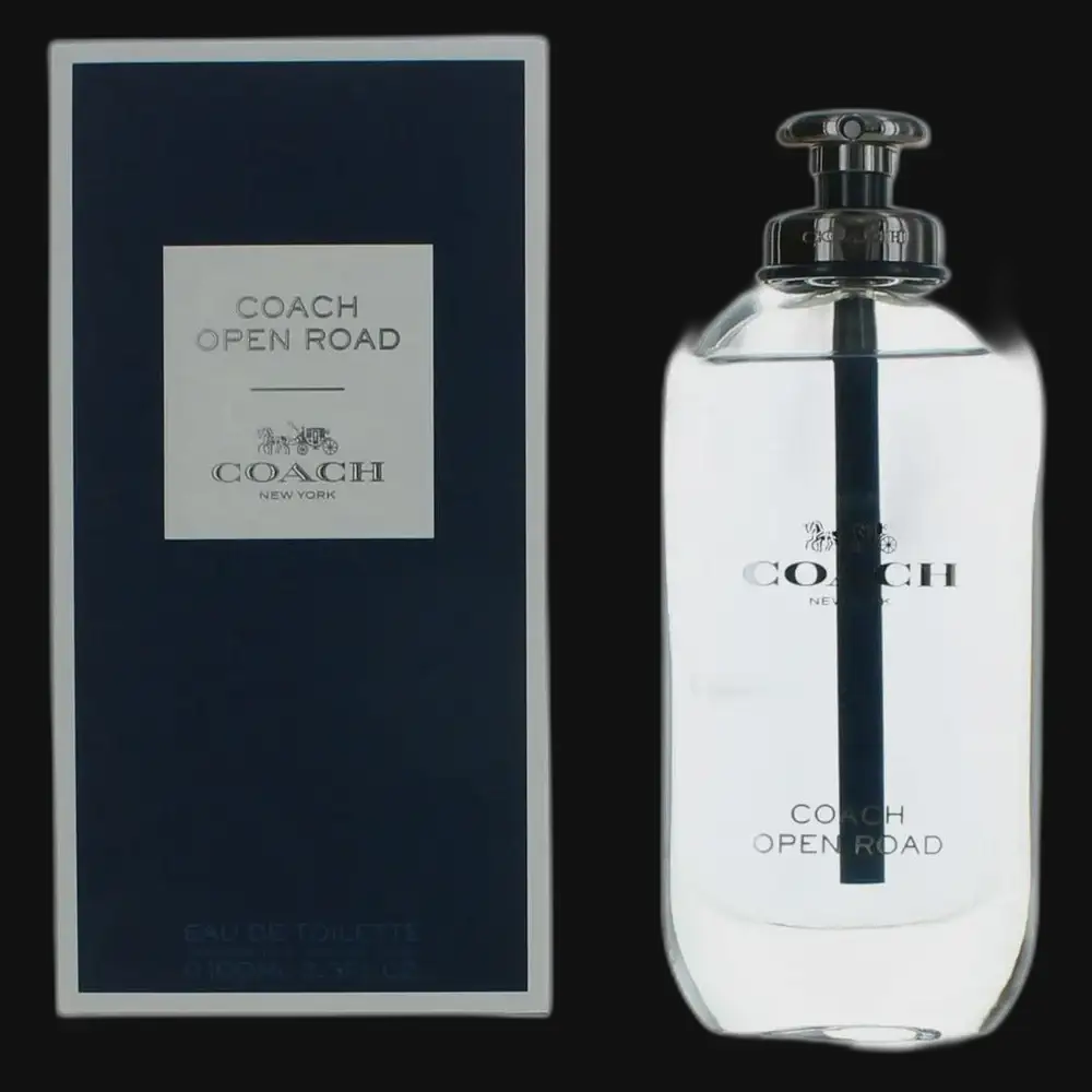 Coach Open Road cologne for men in a clear bottle with sleek design and matching box