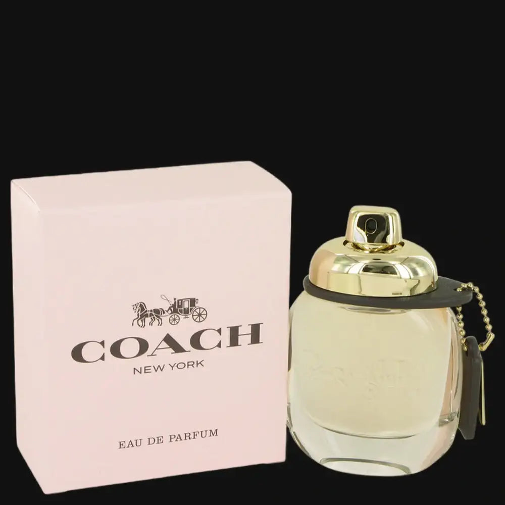 Coach perfume for women in a stylish bottle with a gold cap and pink box packaging