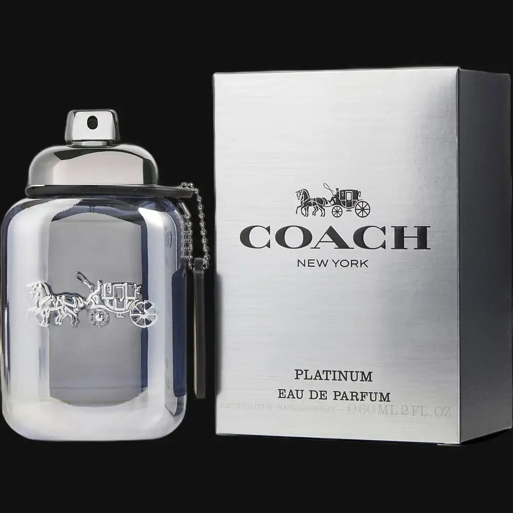 Platinum by Coach cologne for men in sleek silver bottle with elegant packaging