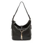 Black leather coach purse shoulder bag with stylish zipper details