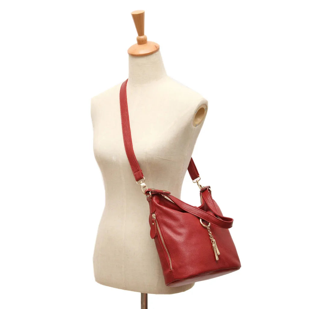 Red leather coach purse shoulder bag for everyday use
