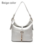Beige leather purse shoulder bag for everyday use