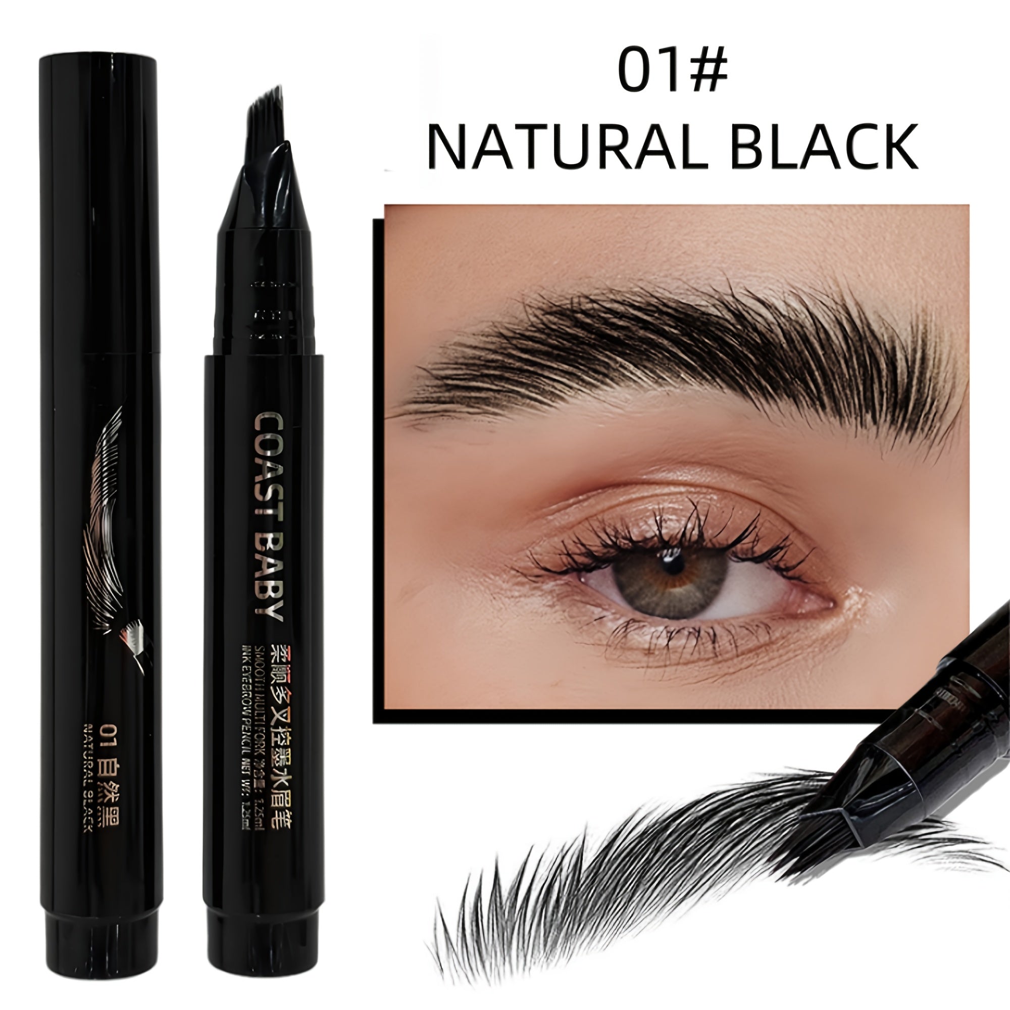 Coast Baby eyebrow pencil in natural black for travel friendly grooming