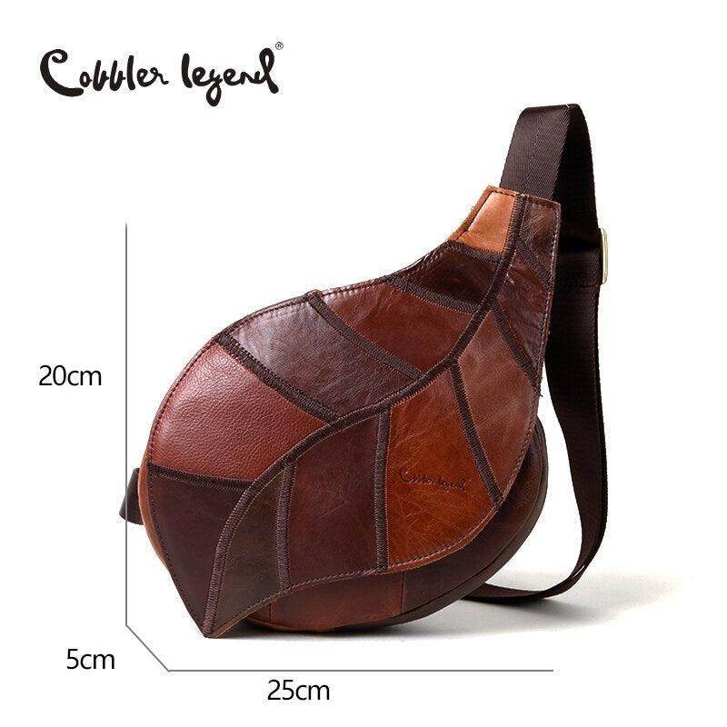 Small leather satchel for vacations featuring a stylish leaf design and adjustable strap.