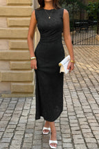 Women's black lace cocktail dress, elegant for evening events