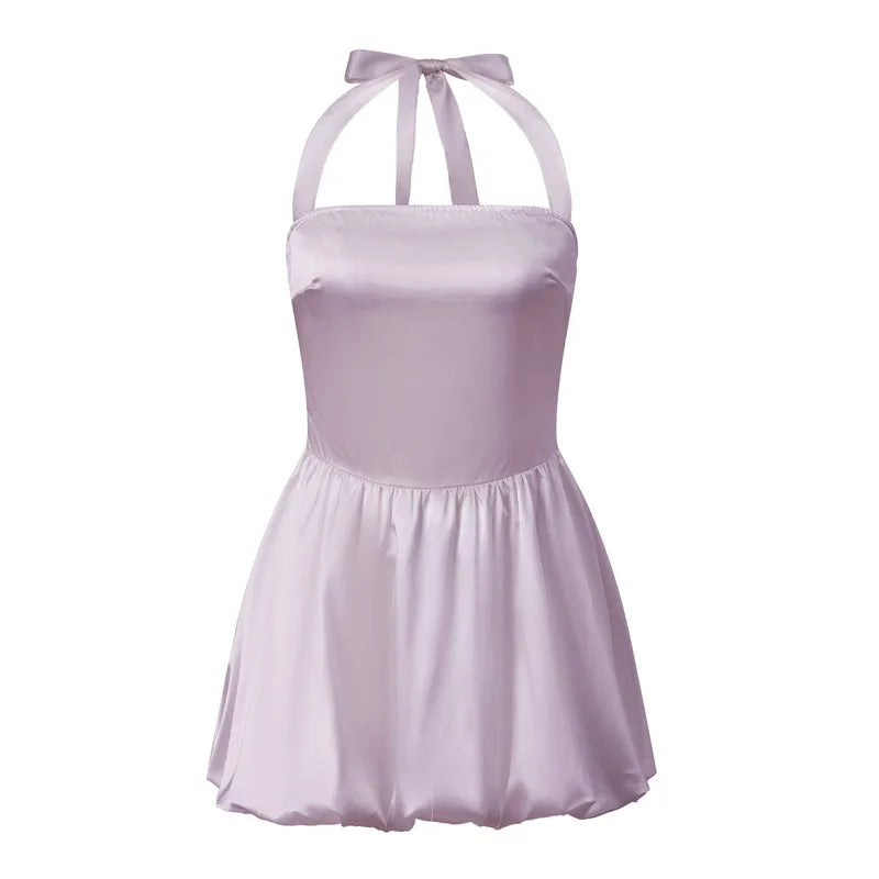 Women's lavender cocktail dress, satin, perfect for summer events