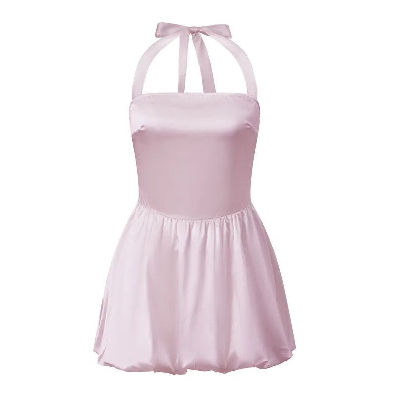 Women's pink cocktail dress in lightweight fabric for summer parties