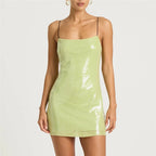 Women's green sequin cocktail dress, perfect for evening events