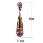 Coffee colored drop earrings featuring a stunning teardrop design adorned with pink rhinestones