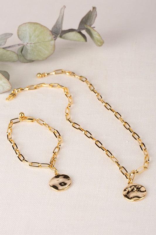 Women's Jewelry - Sets Coin pendant clip chain bracelet and necklace set
