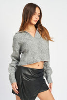 Women's Sweaters Collared Cableknit Boxy Sweater
