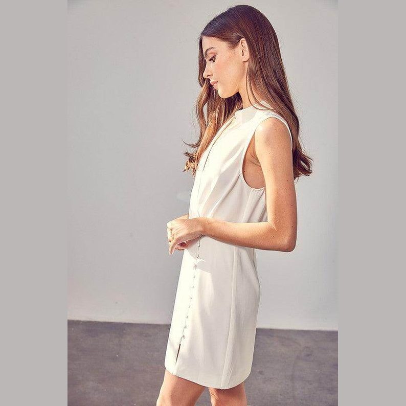 Collared Side Button Dress - VacationGrabs