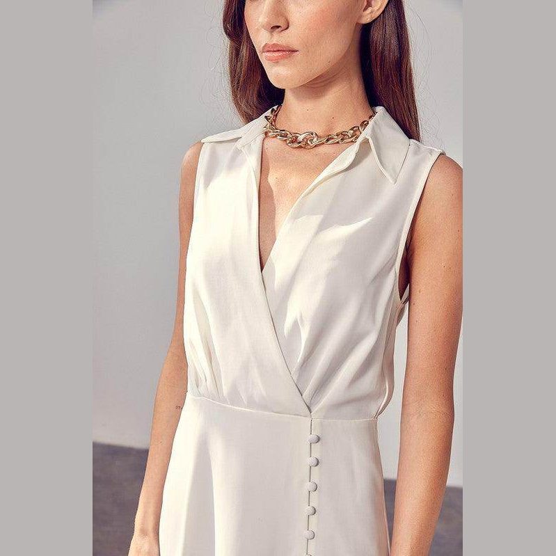 Collared Side Button Dress - VacationGrabs