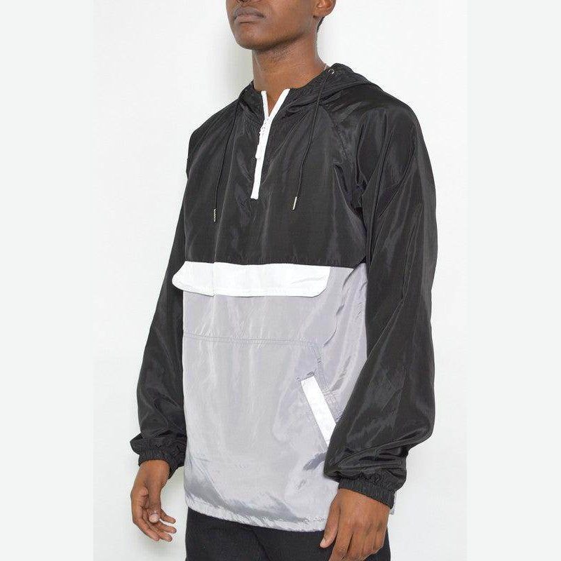 Mens Color Block Anorak Jacket Pullover Windbreaker - VacationGrabs