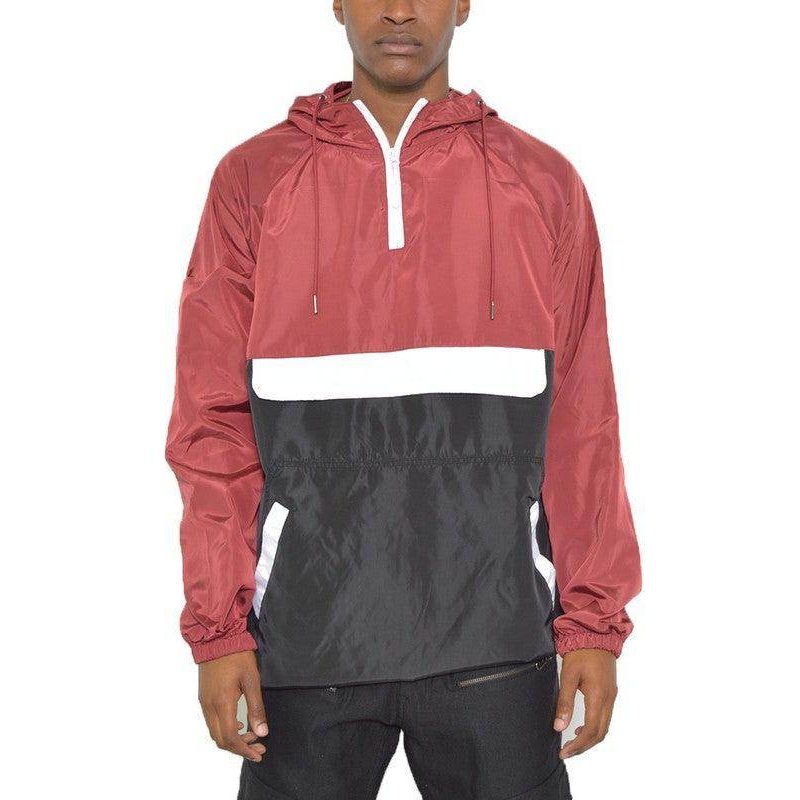 Mens Color Block Anorak Jacket Pullover Windbreaker - VacationGrabs