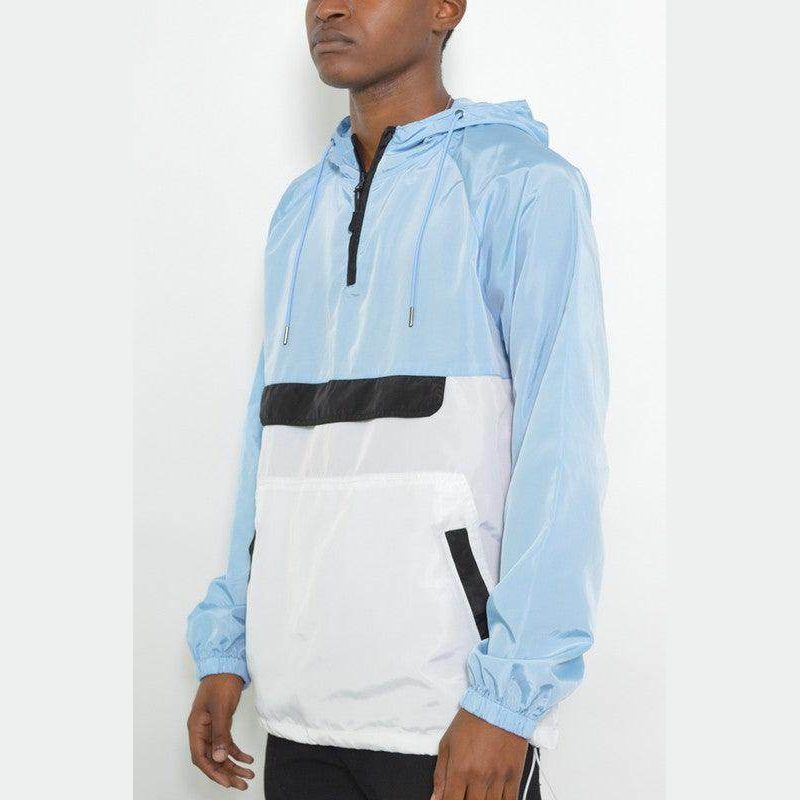 Mens Color Block Anorak Jacket Pullover Windbreaker - VacationGrabs