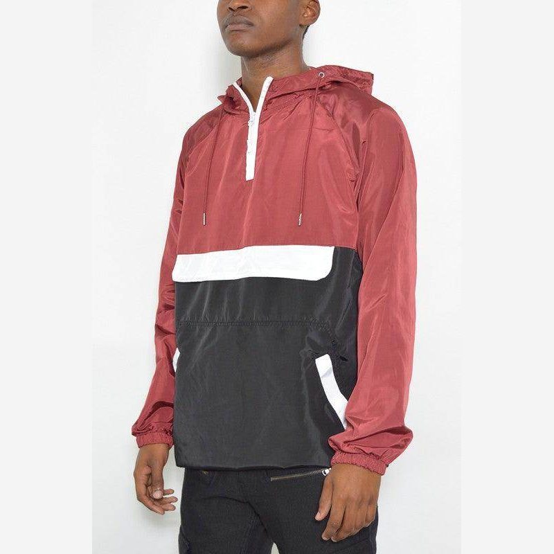 Mens Color Block Anorak Jacket Pullover Windbreaker - VacationGrabs